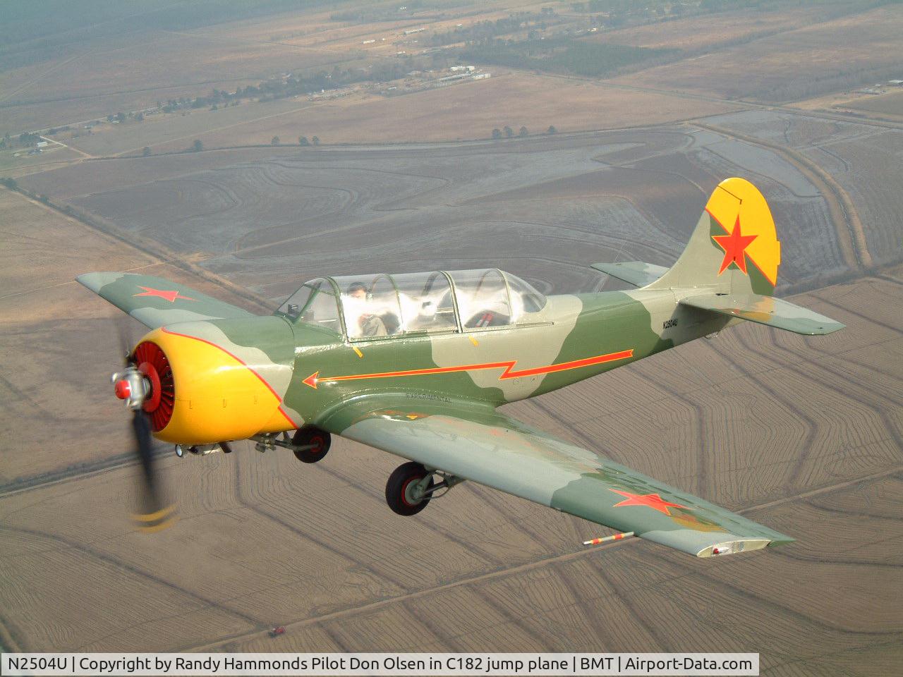 N2504U, 1987 Yakovlev Yak-52 C/N 878012, 1987 model imported by Carl Hayes.