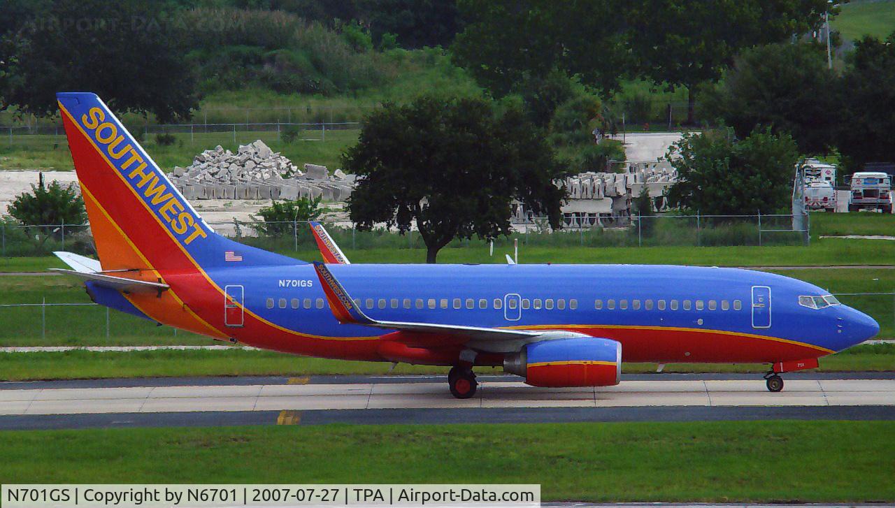 N701GS, 1997 Boeing 737-7H4 C/N 27836, One of Southwest's older 737-7H4s taxiing in at TPA.