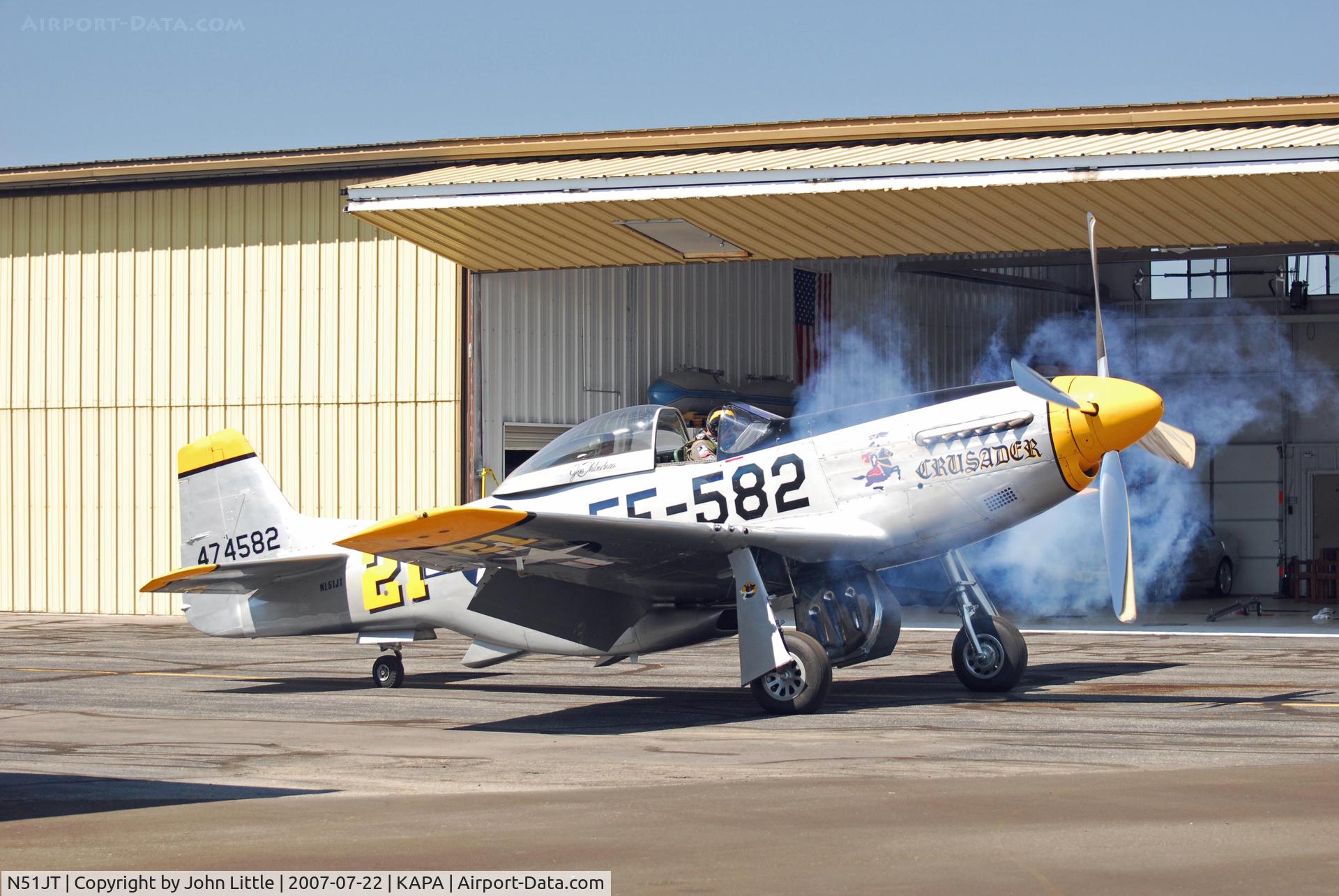 N51JT, 1946 North American P-51D Mustang C/N 122-41122 (44-74582), Mustang winding up (good smoke)
