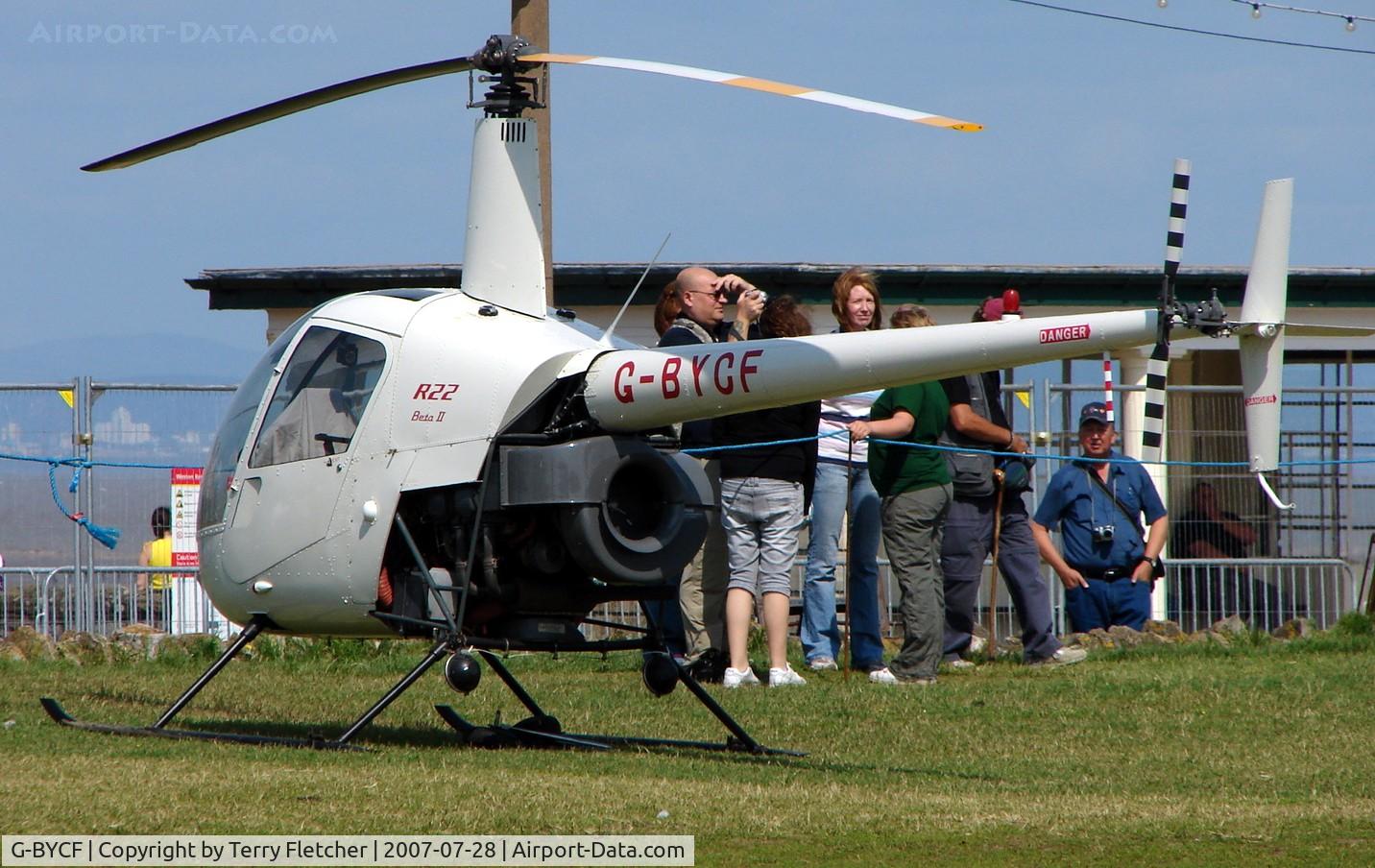G-BYCF, 1998 Robinson R22 Beta II C/N 2866, at Helidays 2007 at Weston-Super-Mare , UK