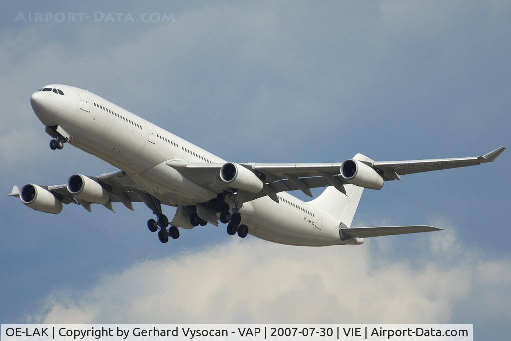 OE-LAK, 1997 Airbus A340-313 C/N 169, on her way to Kos