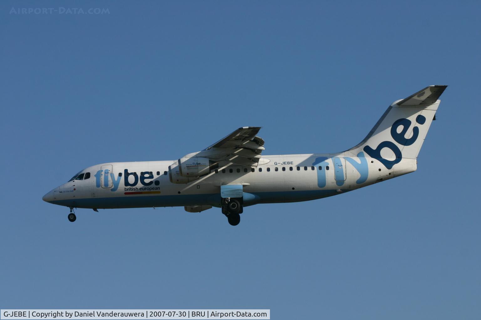 G-JEBE, 1991 British Aerospace BAe.146-300 C/N E3206, arrival of flight BE7181 from MAN