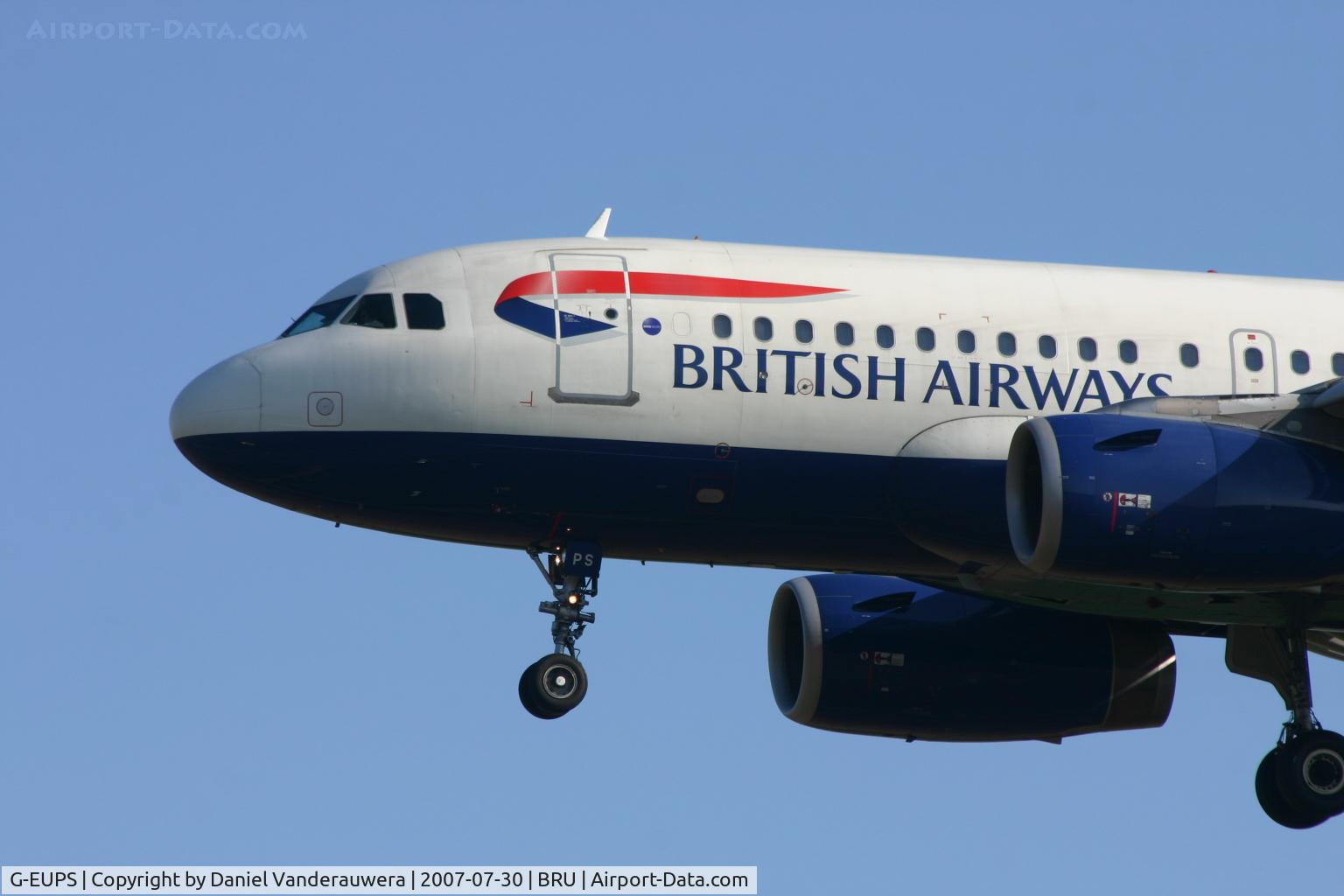 G-EUPS, 2000 Airbus A319-131 C/N 1338, flight BA388 is descending to rwy 25L
