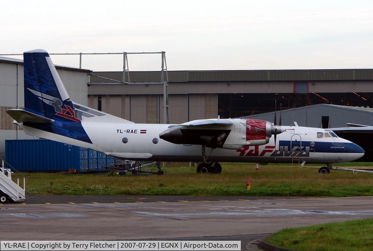 YL-RAE, 1985 Antonov An-26B C/N 57314004, parked awaiting freight work