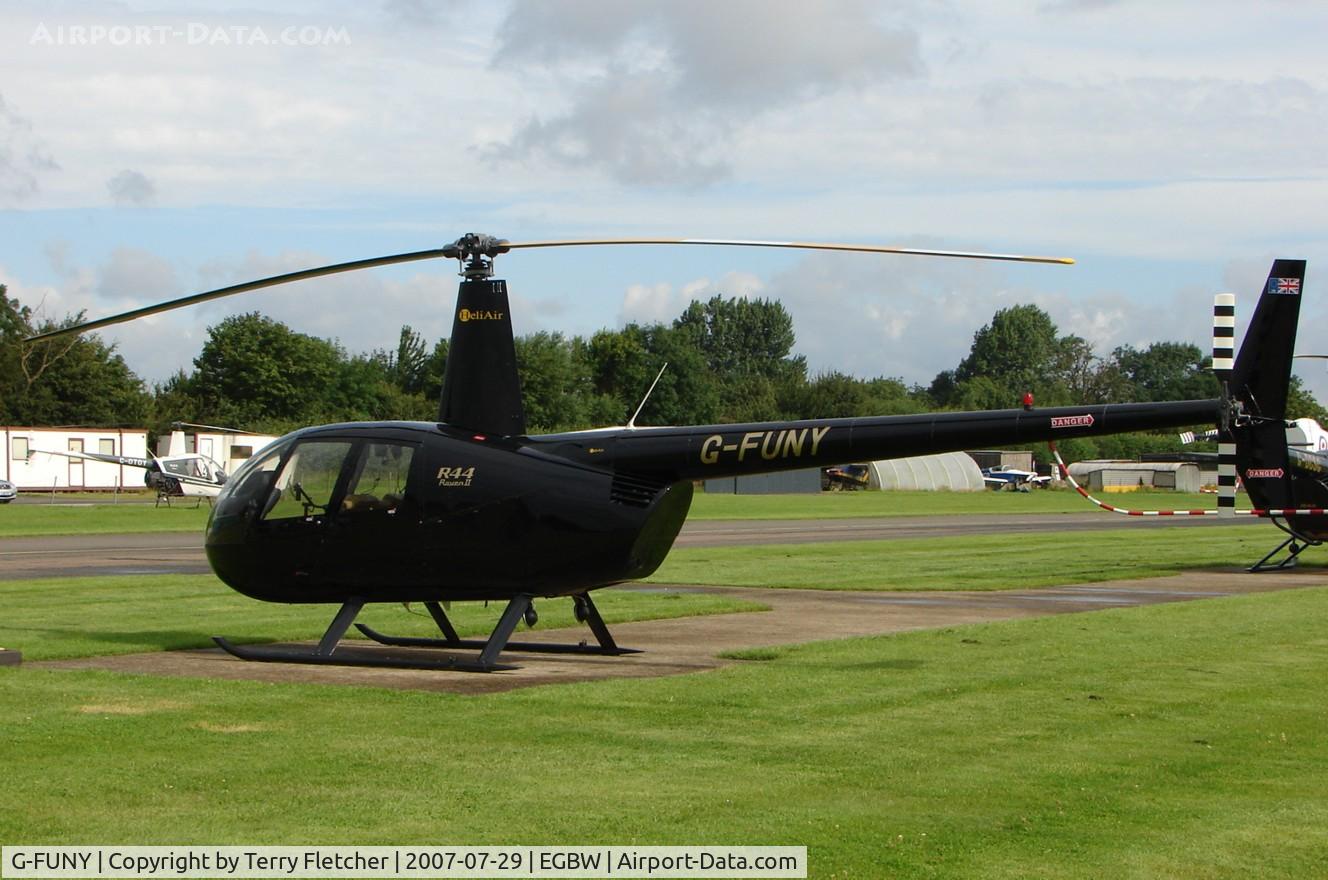 G-FUNY, 2006 Robinson R44 Raven II C/N 11101, early Sunday morning at Wellesborne Mountford