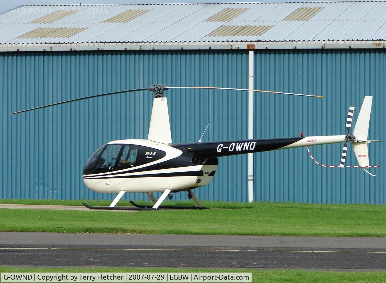 G-OWND, 1999 Robinson R44 Astro C/N 0644, early Sunday morning at Wellesborne Mountford