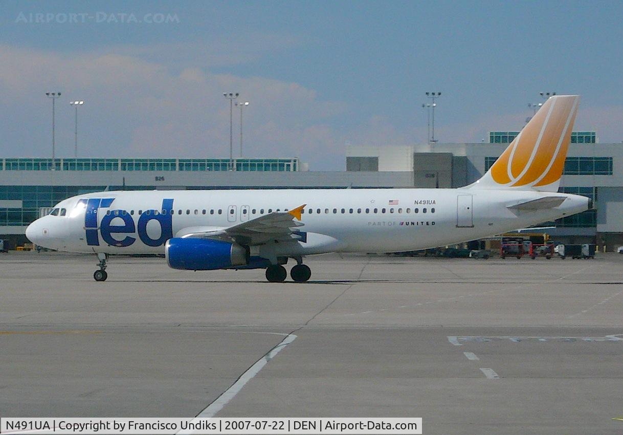 N491UA, 2002 Airbus A320-232 C/N 1741, Ted A320  taxiing on Charlie November.