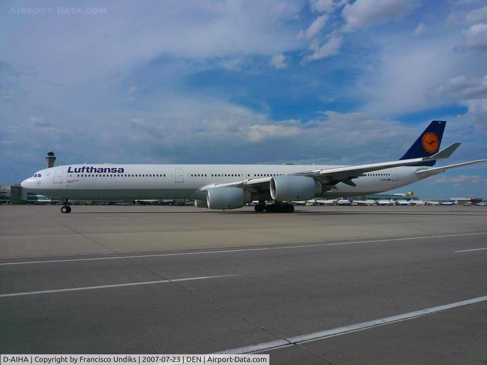 D-AIHA, 2003 Airbus A340-642 C/N 482, Lufthansa A340 departing to FRA