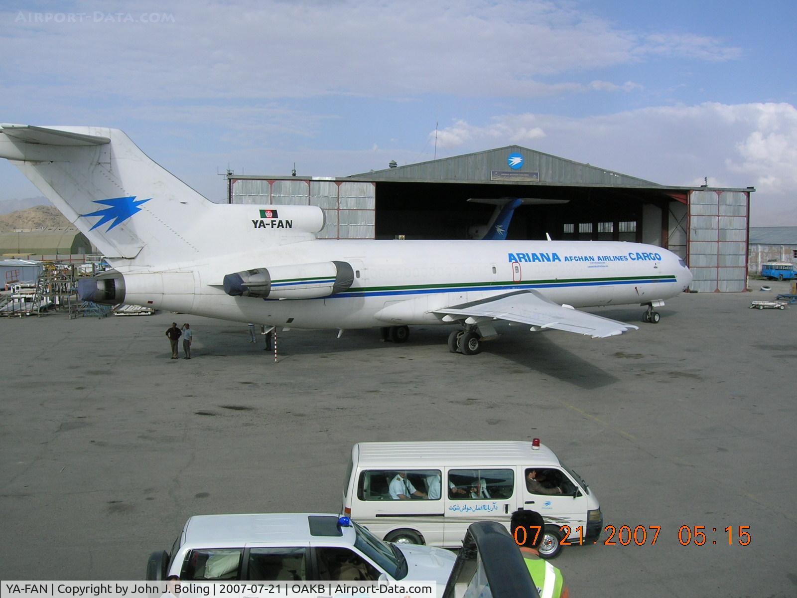 YA-FAN, 1976 Boeing 727-227 C/N 21245, Boeing 727 Cargo on ramp at Kabul