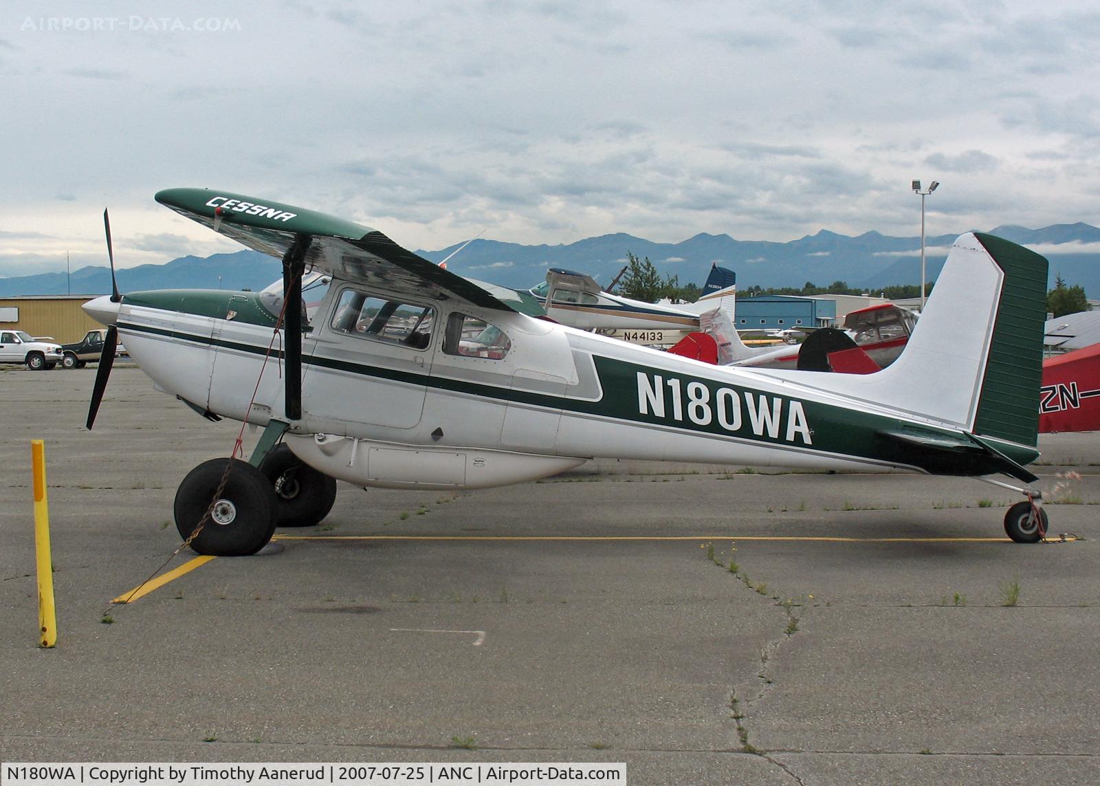 N180WA, Cessna 180 C/N 30754, General Aviation Parking area at Anchorage International
