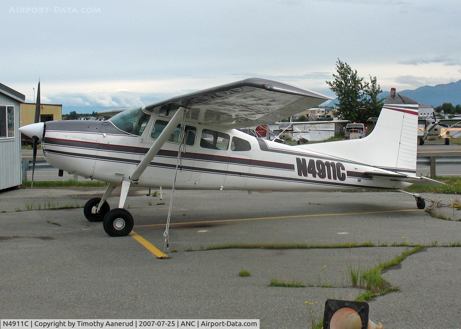 N4911C, 1975 Cessna A185F Skywagon 185 C/N 18502653, General Aviation Parking area at Anchorage International