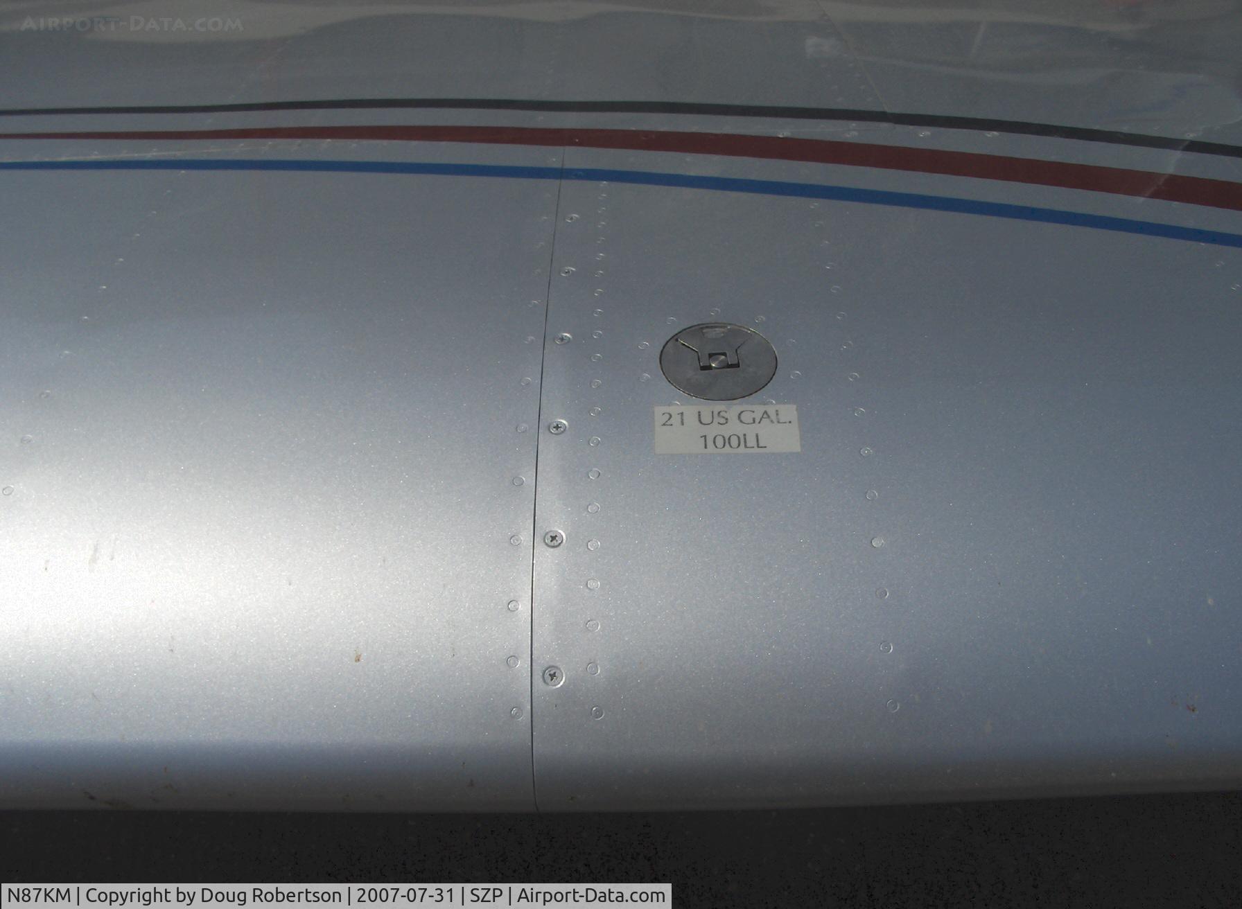 N87KM, 2005 Vans RV-7 C/N 71148, 2005 Moore/Moore VAN's RV-7, Lycoming IO-360 A&C 180 Hp, main wing fuel 21 gals. each side