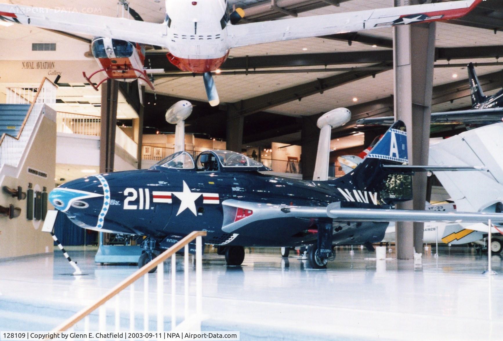 128109, 1952 Grumman F9F-6 Cougar C/N Not found 128109, F9F-6/F-9F at the National Museum of Naval Aviation
