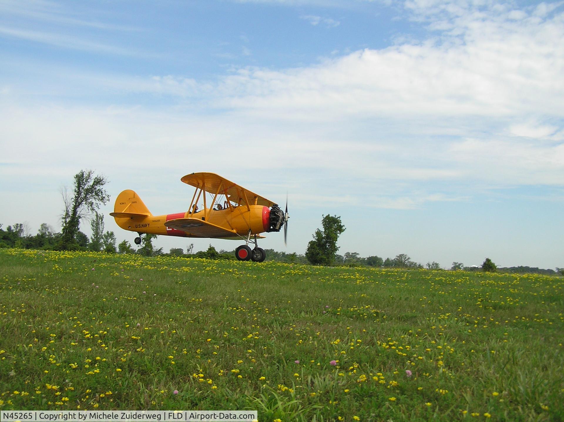 N45265, 1941 Naval Aircraft Factory N3N-3 C/N 2685, N45265 Departing Fond Du Lac, WI