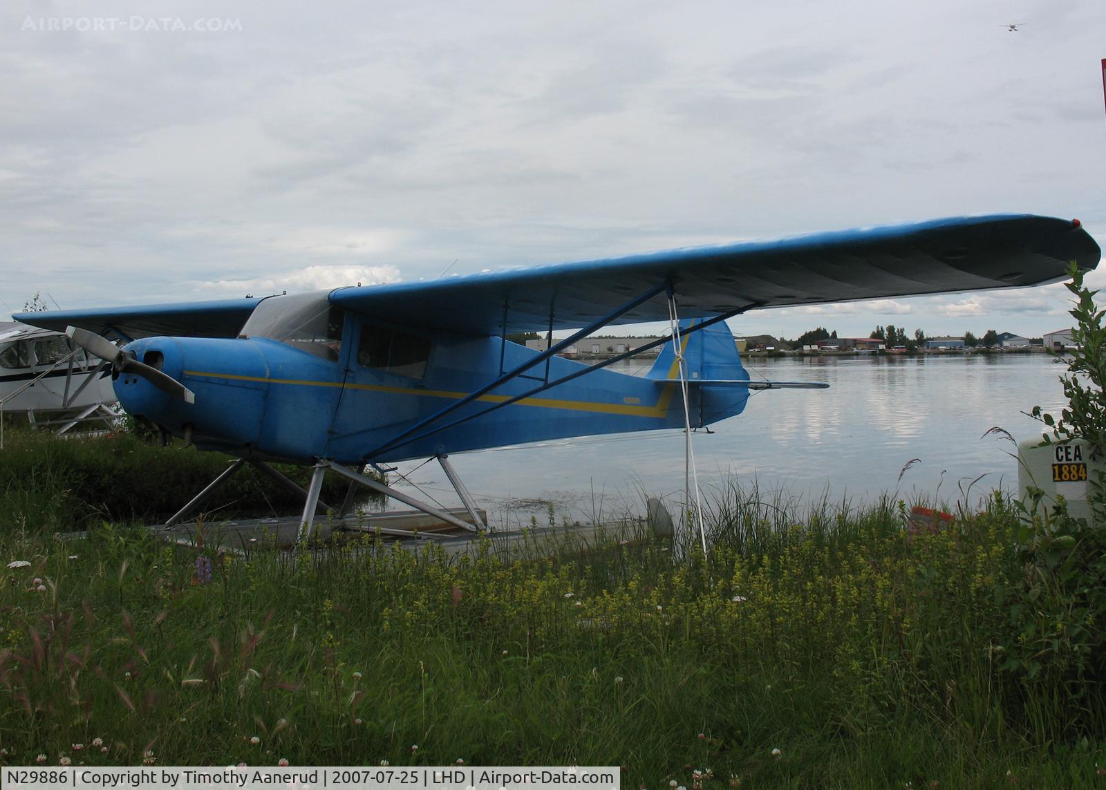 N29886, 1941 Taylorcraft BL-65 (L-2F) C/N 2737, Moored at Lake Hood