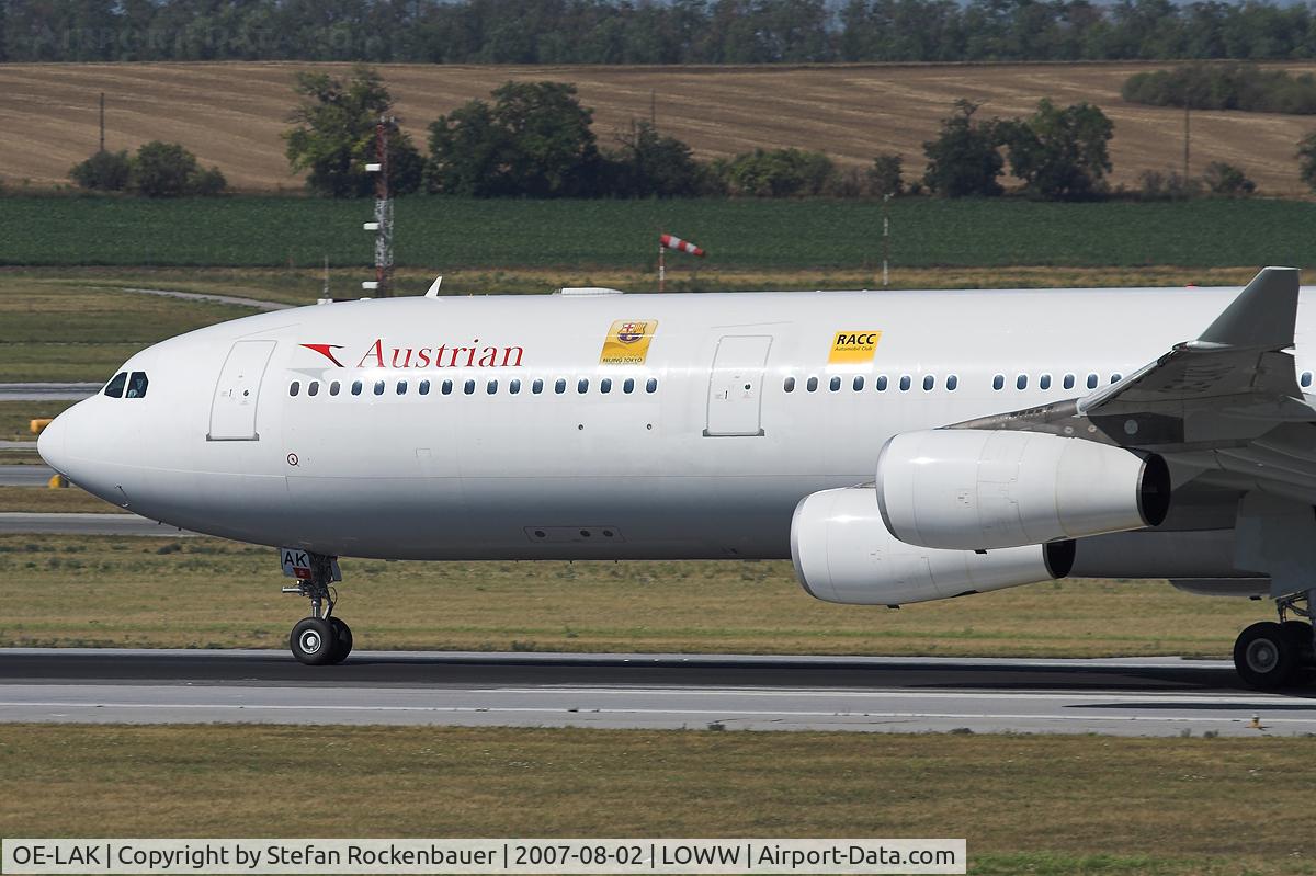 OE-LAK, 1997 Airbus A340-313 C/N 169, Now with special stickers.