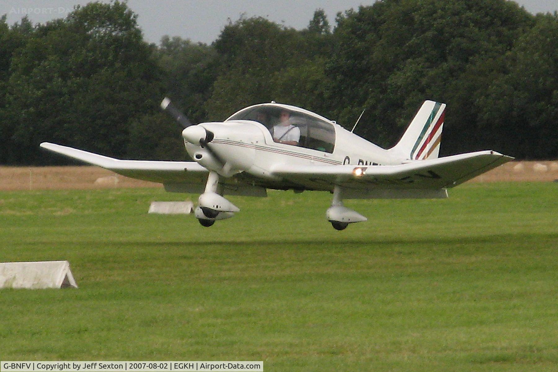 G-BNFV, 1987 Robin DR-400-120 Dauphin C/N 1767, Landing at Lashenden/Headcorn UK