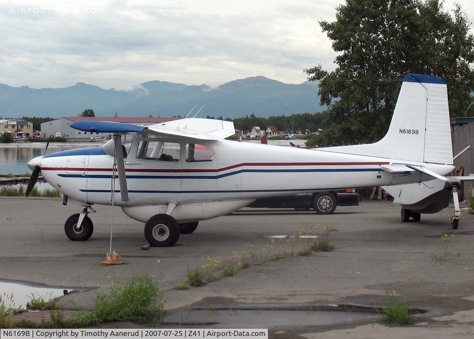 N6169B, 1957 Cessna 182A Skylane C/N 34169, Tied down by Lake Hood. 1957 Cessna 182A Skylane, c/n 34169