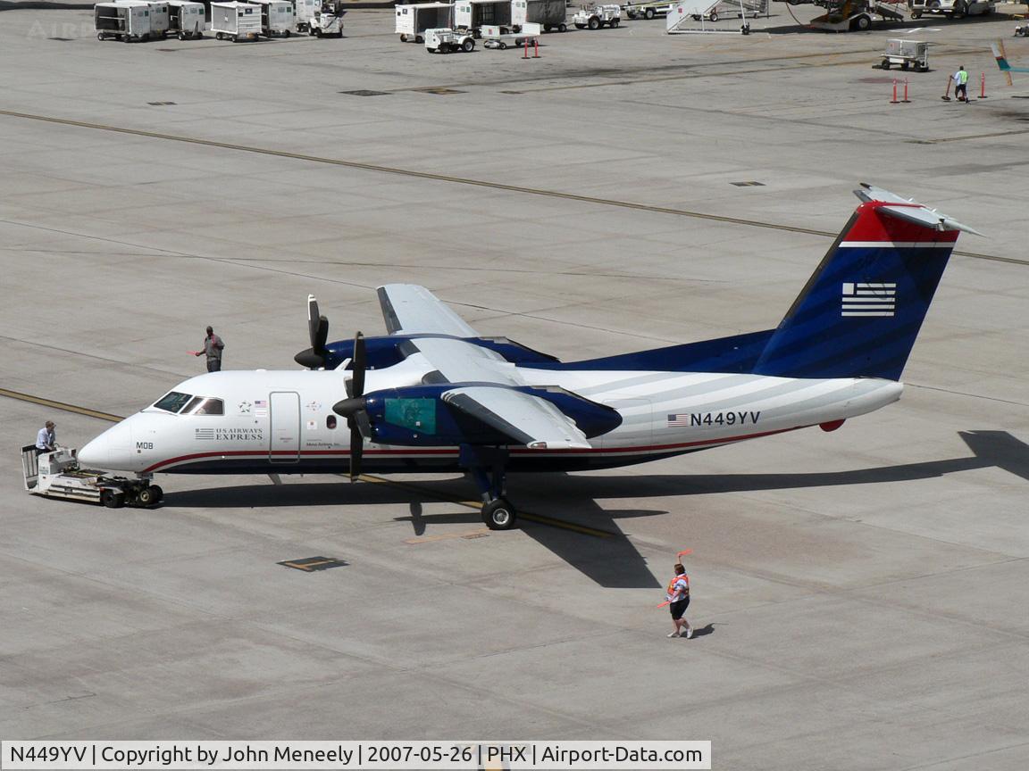 N449YV, 1996 De Havilland Canada DHC-8-202 Dash 8 C/N 449, Pushing back