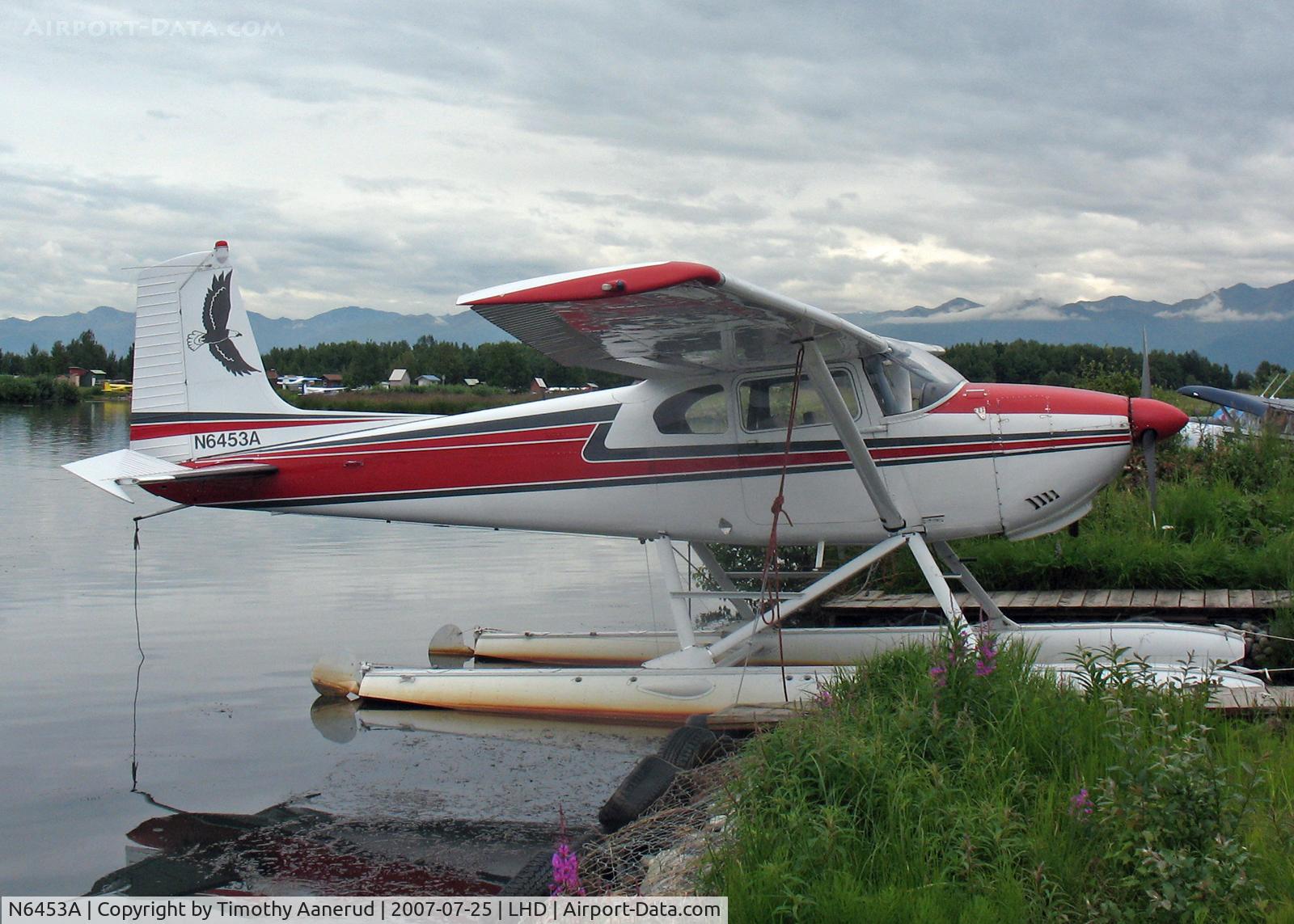 N6453A, 1956 Cessna 182 Skylane C/N 33253, Moored at Lake Hood, 1956 Cessna 182 Skylane, c/n 33253