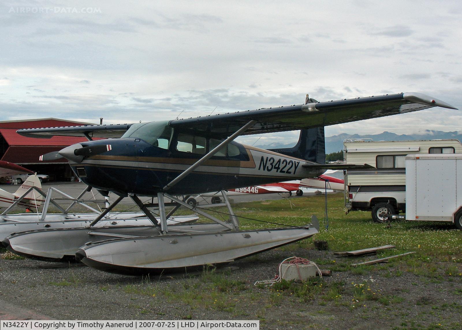 N3422Y, 1968 Cessna 180H Skywagon C/N 18051922, Tied down by Lake Hood