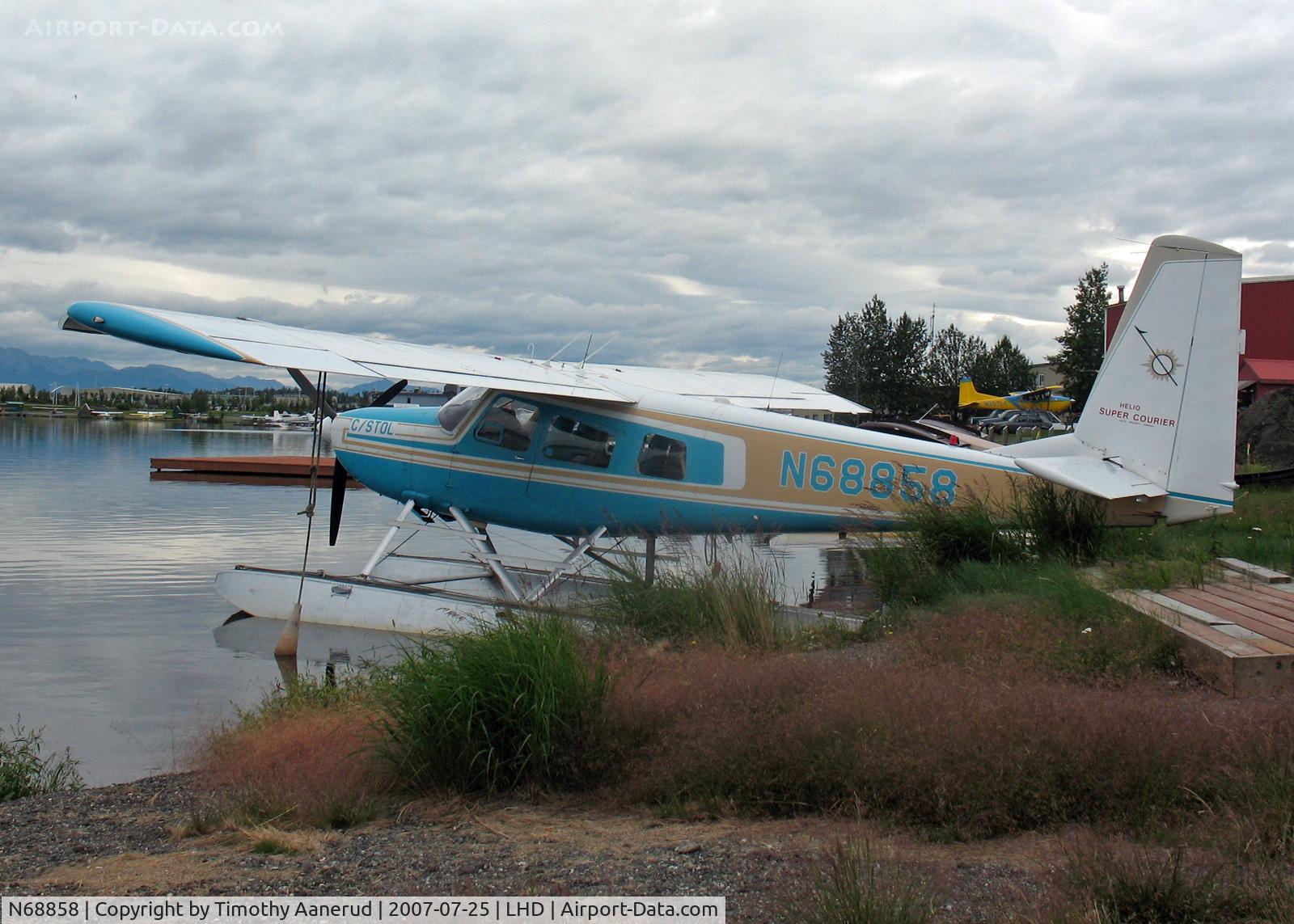 N68858, 1973 Helio H-295-1400 Super Courier C/N 1464, Moored at Lake Hood