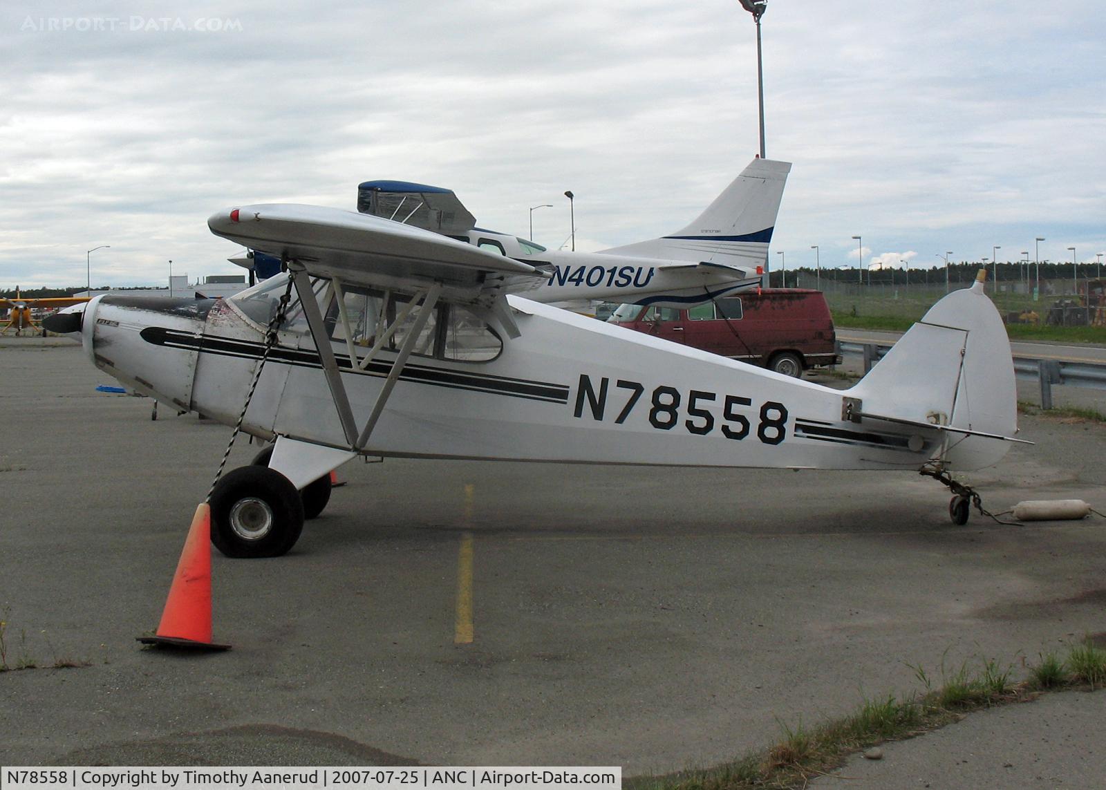 N78558, 1947 Piper PA-12 Super Cruiser C/N 12-3933, General Aviation Parking area at Anchorage International