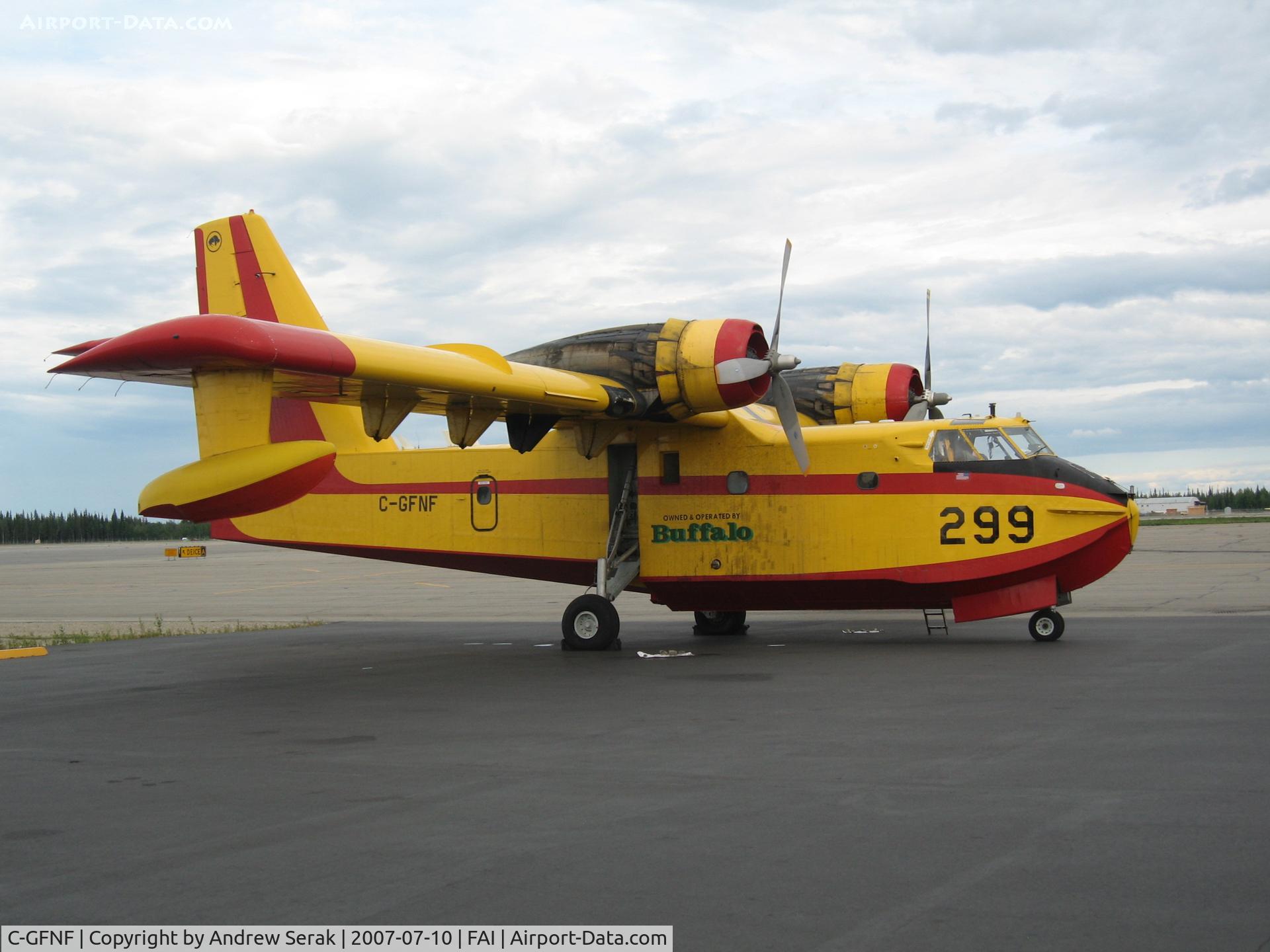 C-GFNF, 1970 Canadair CL-215-I (CL-215-1A10) C/N 1027, At rest in Fairbanks with sistership C-FTXB
