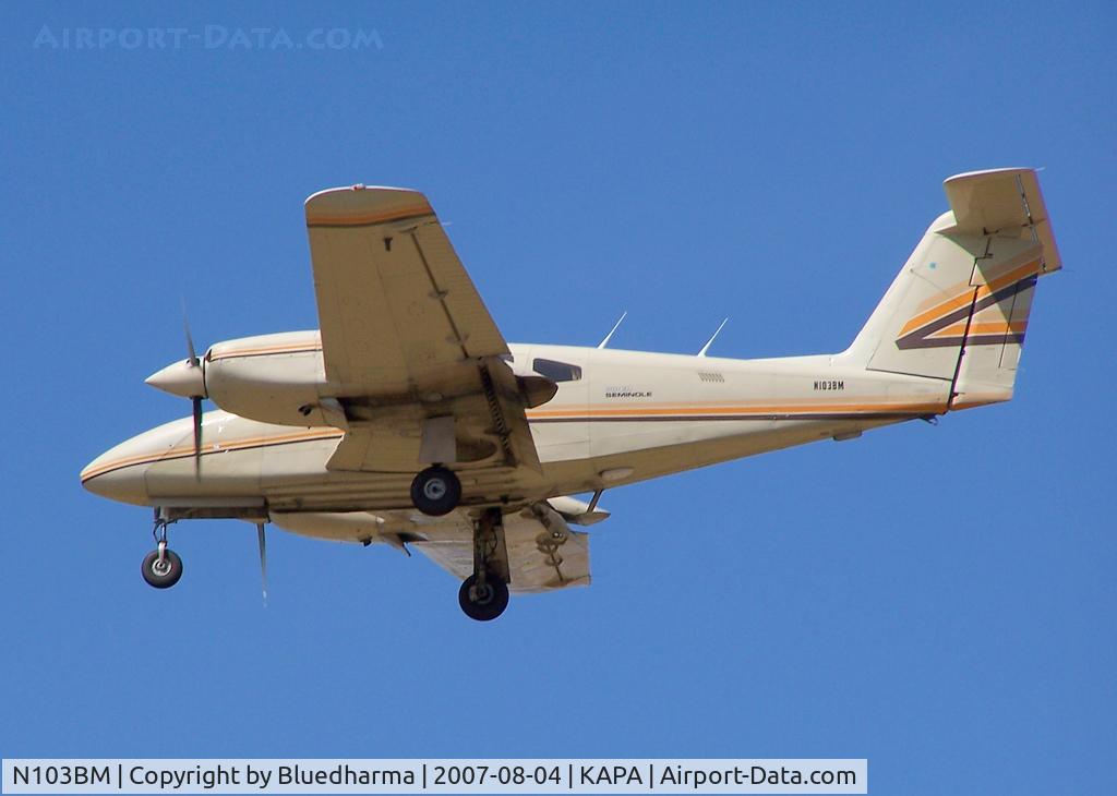N103BM, 1980 Piper PA-44-180T Turbo Seminole C/N 44-8107007, Not really Touch and Go on 17L. He would take off then land. Taxi somewhere for 15 min, then repeat.