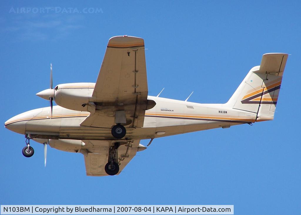 N103BM, 1980 Piper PA-44-180T Turbo Seminole C/N 44-8107007, Not really Touch and Go on 17L. He would take off then land. Taxi somewhere for 15 min, then repeat.