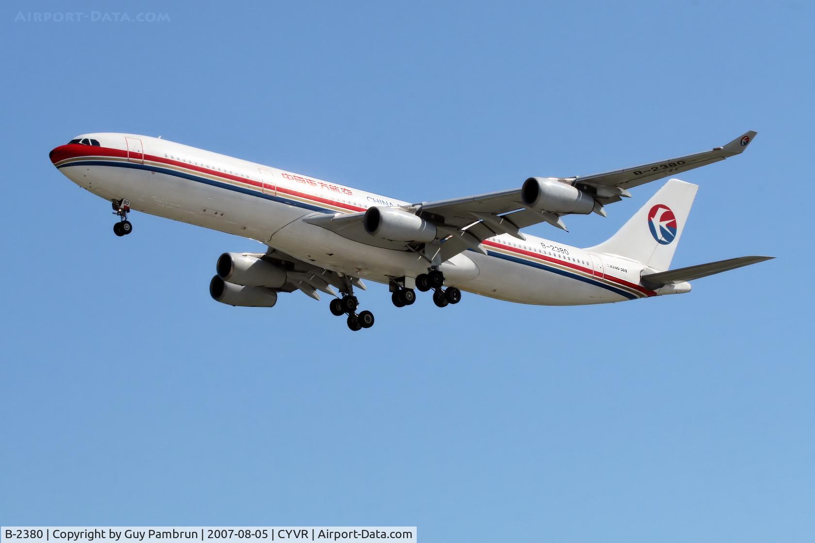 B-2380, 1996 Airbus A340-313 C/N 129, About to touch down