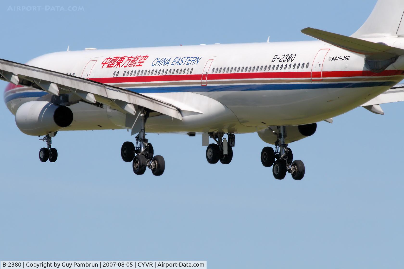 B-2380, 1996 Airbus A340-313 C/N 129, About to touch down