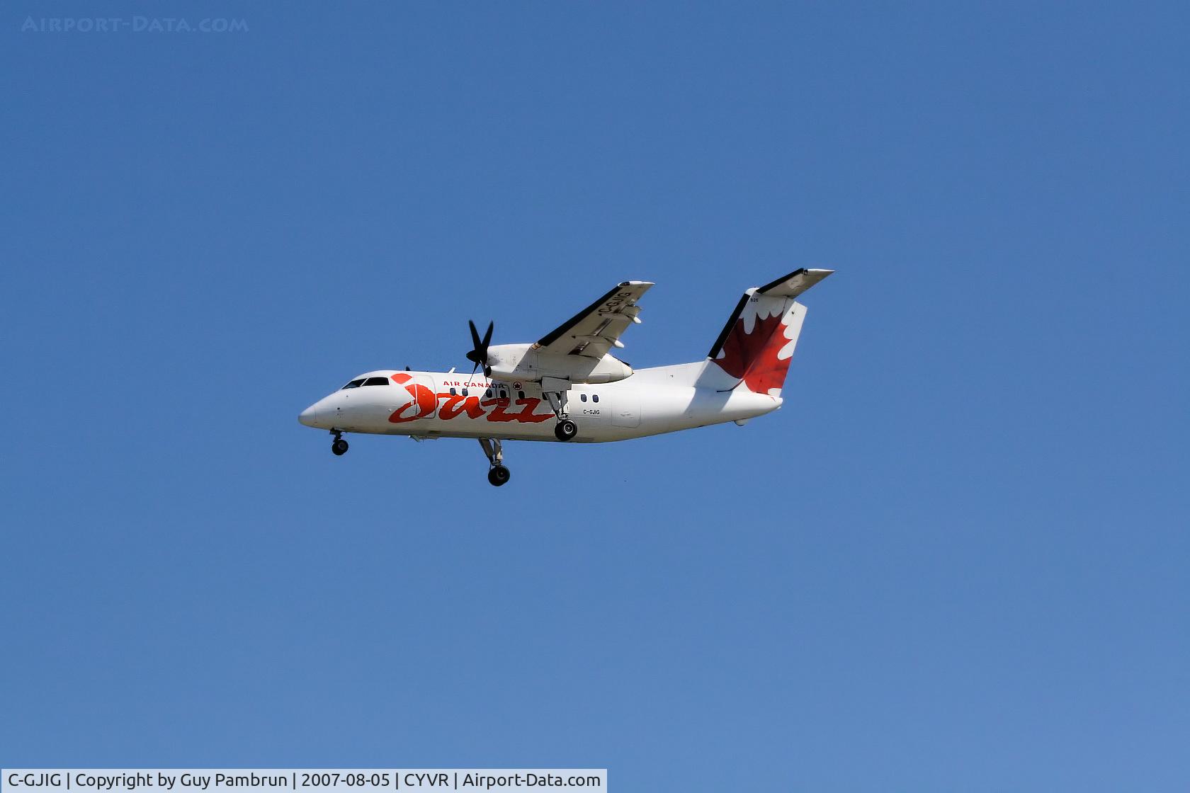 C-GJIG, 1987 De Havilland Canada DHC-8-102 Dash 8 C/N 068, About to touch down