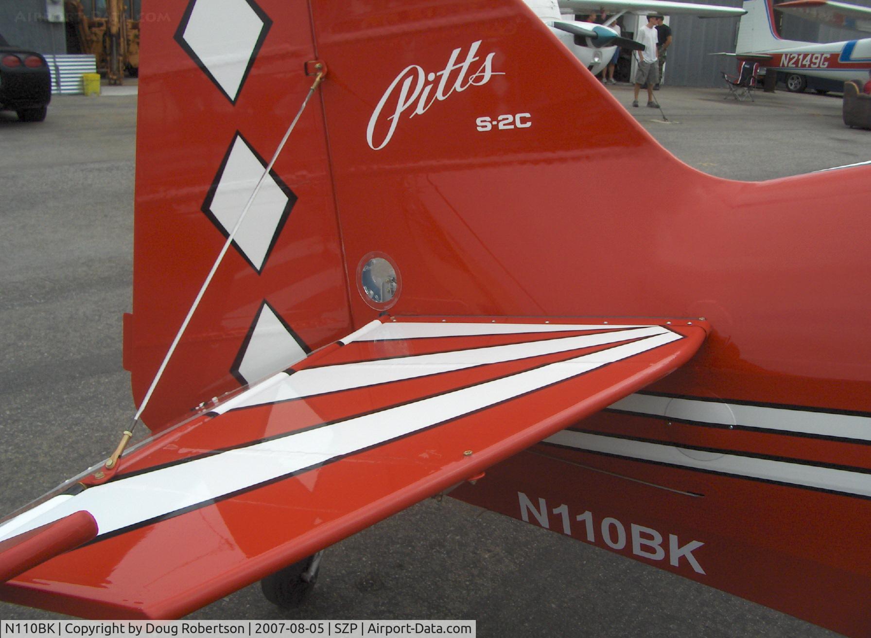 N110BK, 2007 Aviat Pitts S-2C Special C/N 6077, Aviat PITTS S-2C, Lycoming AEIO-540-D4A5 260 Hp, note: elevator linkage transparent inspection port