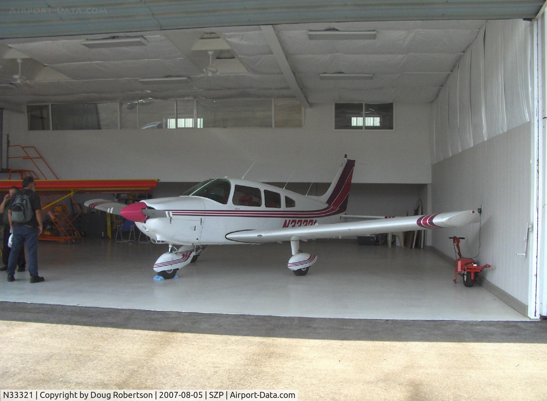 N33321, 1975 Piper PA-28-180 Cherokee C/N 28-7505133, 1975 Piper PA-28-180 ARCHER, Lycoming O&VO-360 180 Hp, in hangar