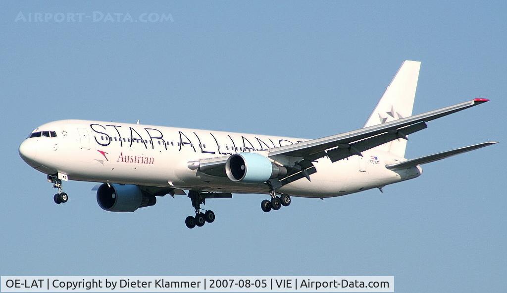 OE-LAT, 1991 Boeing 767-31A C/N 25273, Austrian B 767-31A on finale RWY34