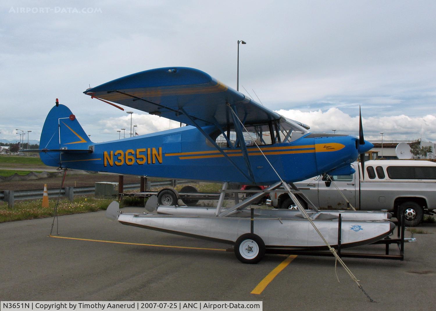 N3651N, 1947 Piper PA-12 Super Cruiser C/N 12-1902, General Aviation Parking area at Anchorage International