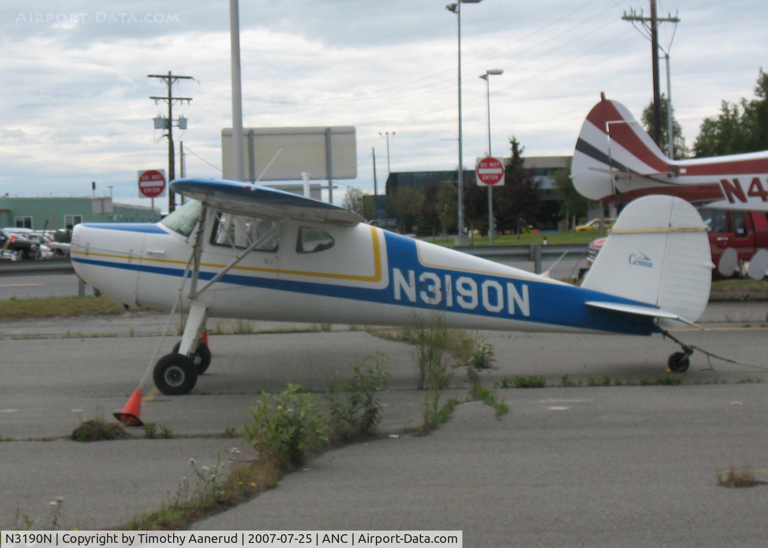 N3190N, 1947 Cessna 140 C/N 13448, General Aviation Parking area at Anchorage International