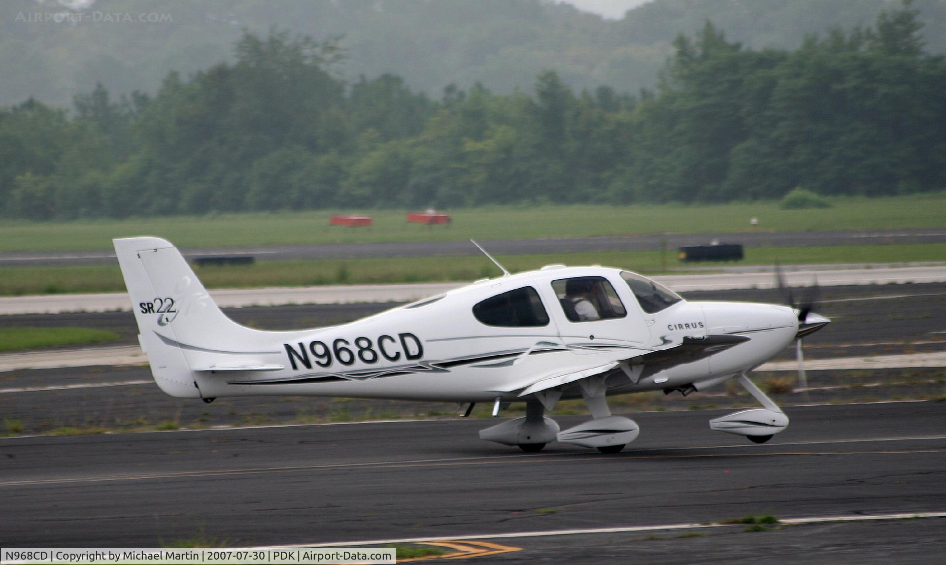 N968CD, 2006 Cirrus SR22 GTS C/N 1829, Departing PDK enroute to HXD