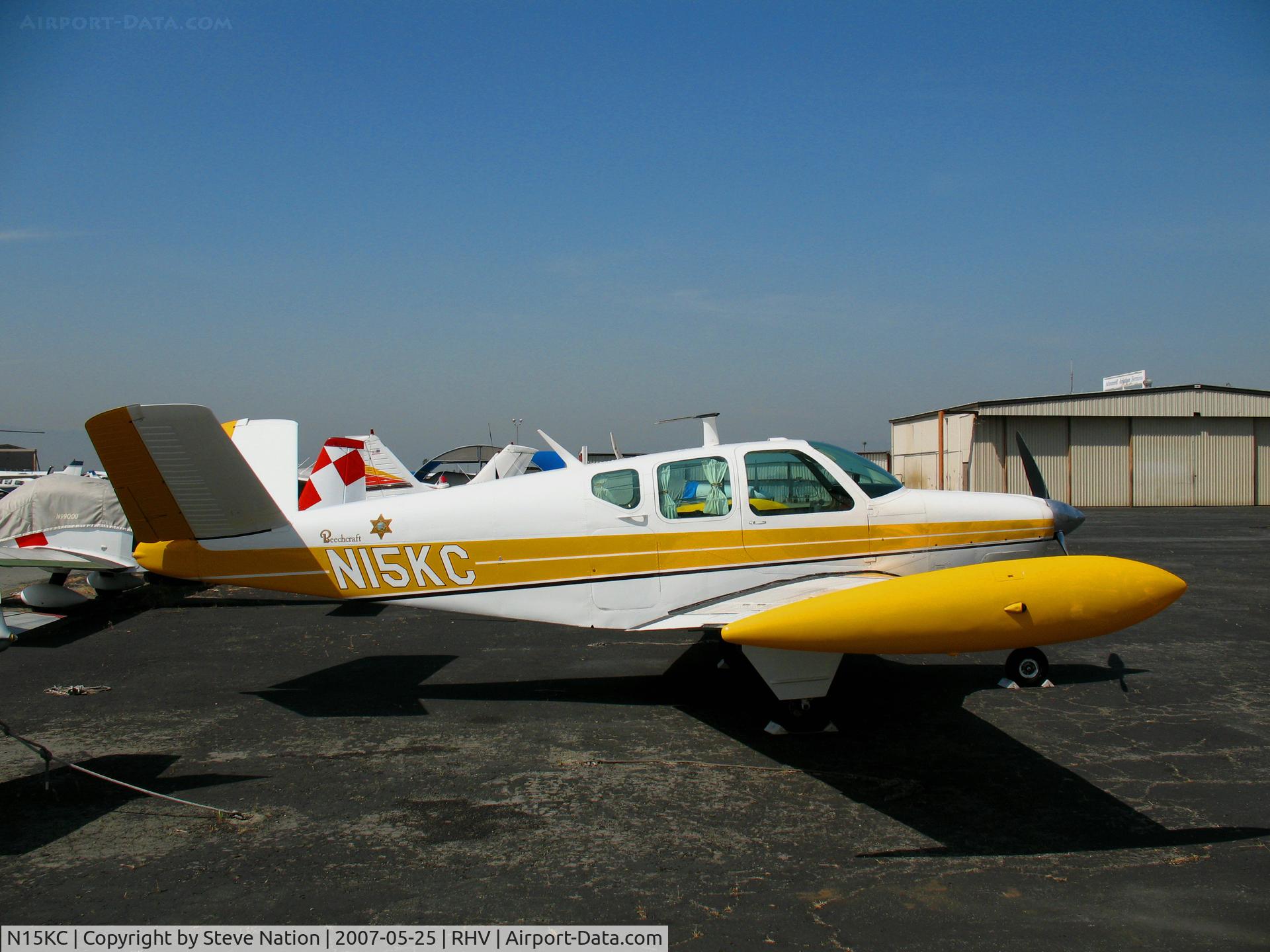 N15KC, 1953 Beech D35 C/N D-3478, Sharp looking 1953 Beech D35 Bonanza (w/tip tanks) @ Reid-Hillview Airport (San Jose), CA