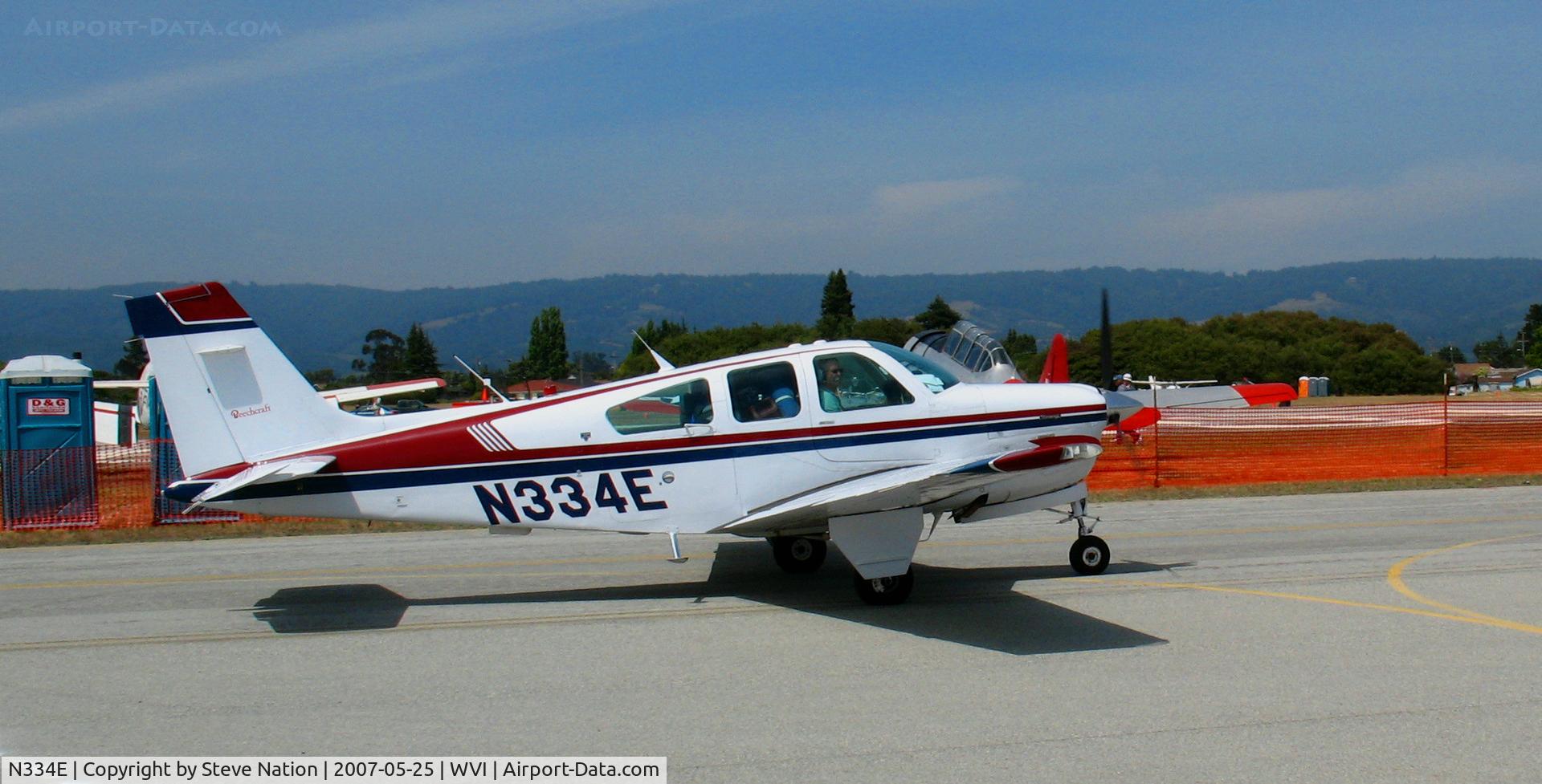 N334E, 1990 Beech F33A Bonanza C/N CE-1468, 1990 Beech F33A from Portland, OR taxying @ Watsonville, CA airshow
