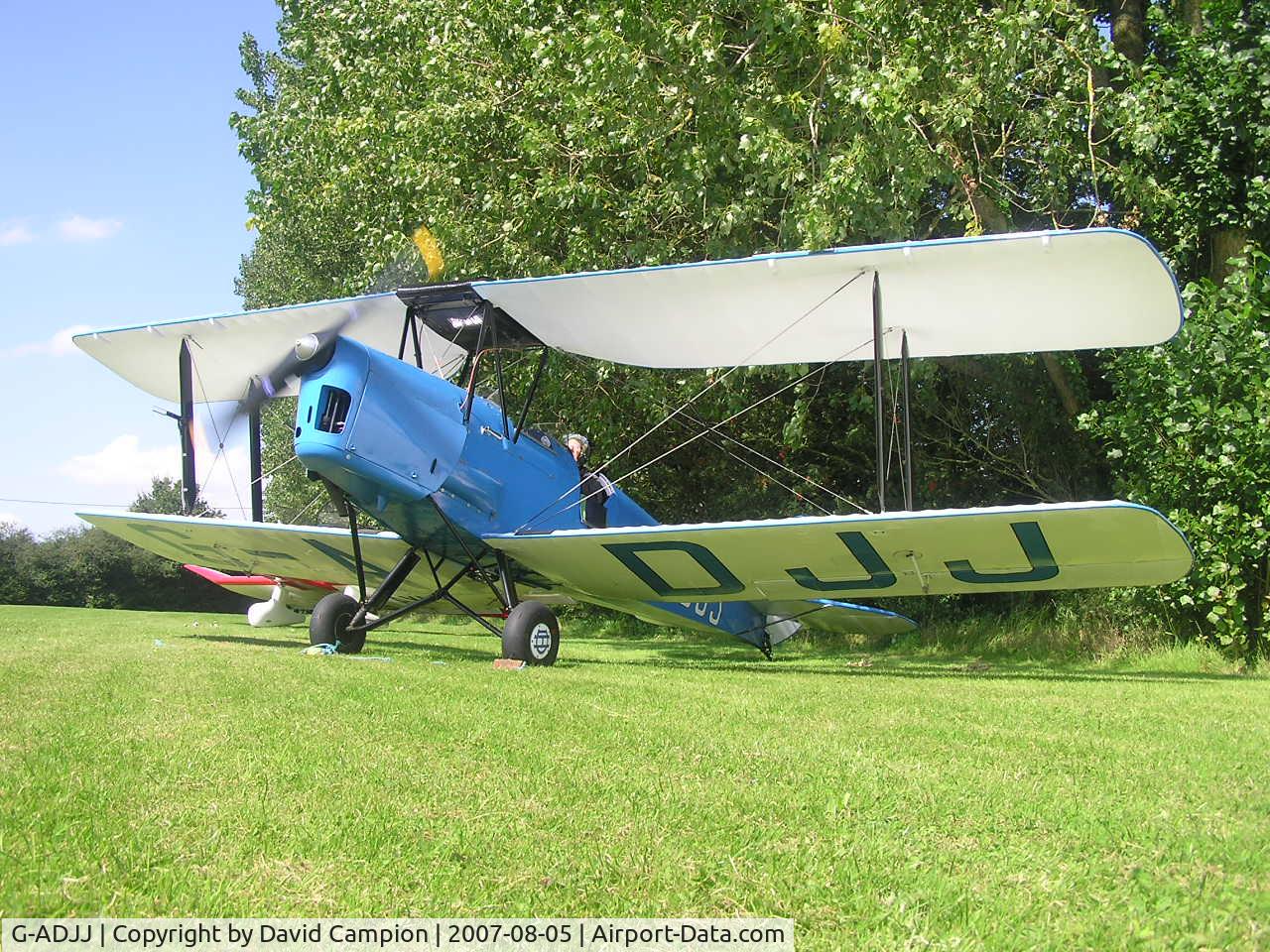 G-ADJJ, 1935 De Havilland DH-82A Tiger Moth II C/N 3386, Taken at Wing Farm Strip (Nr Warminster) on 5 August 2007