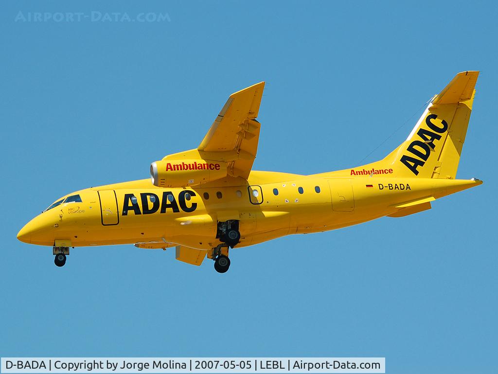 D-BADA, 1998 Fairchild Dornier 328-310 328JET C/N 3224, Pretty scheme, on final RWY 25R.
