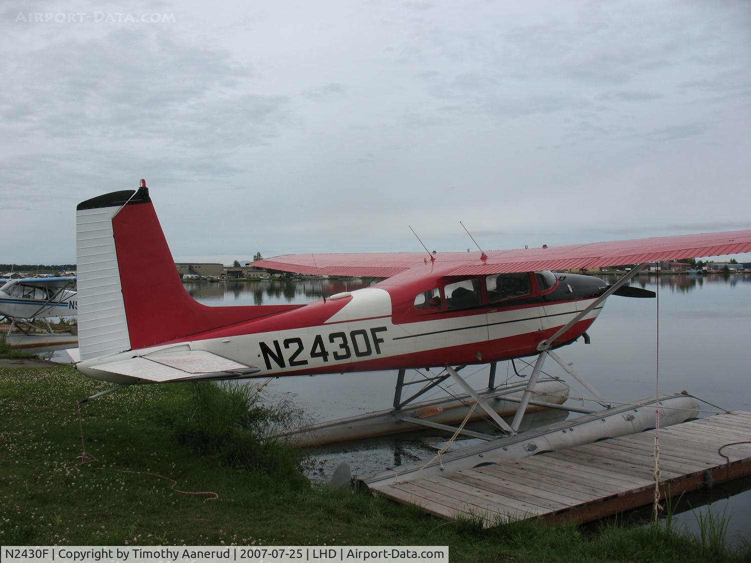 N2430F, 1965 Cessna 180H Skywagon C/N 18051630, Moored at Lake Hood