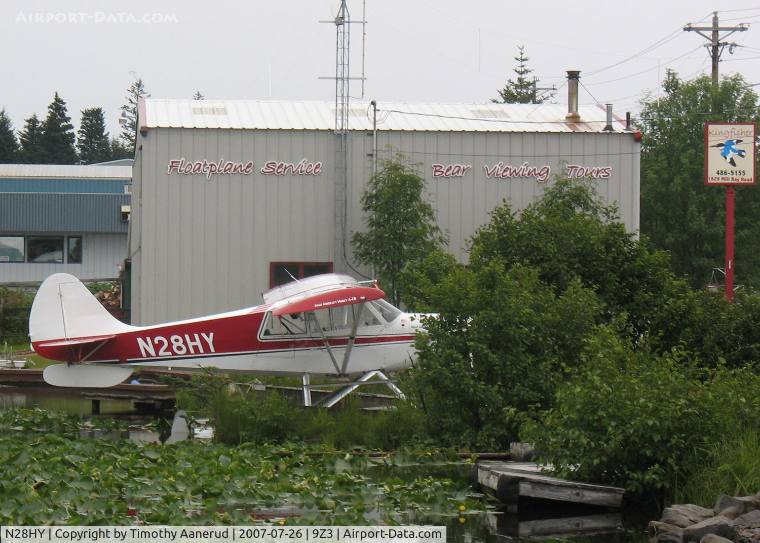 N28HY, 1999 Aviat A-1B Husky C/N 2034, Moored at Lilly Lake Seaplane Base.  Next to Kingfisher Aviation