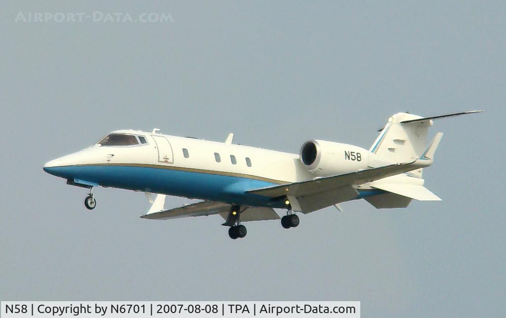 N58, 1995 Learjet Inc 60 C/N 057, This Learjet 60 is owned by the FAA.  I saw this plane land at TPA 2 times in a one hour period, and then takeoff again.