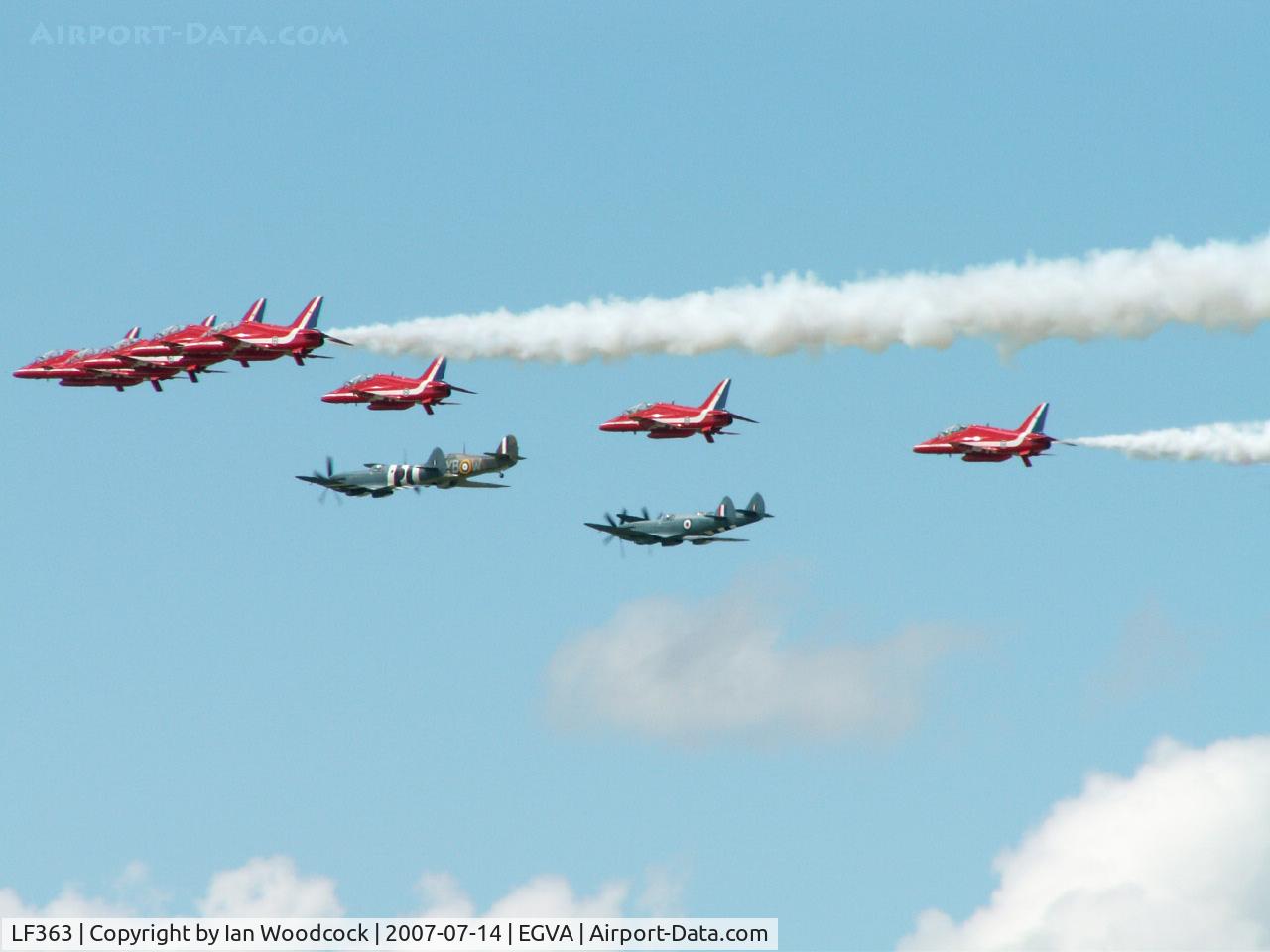 LF363, 1944 Hawker Hurricane IIC C/N 41H/469290, Hawker Hurricane IIC/Battle of Britain Memorial Flt/RIAT Fairford (with Spitfires PM631,PS915,PS853 and the Red Arrows)