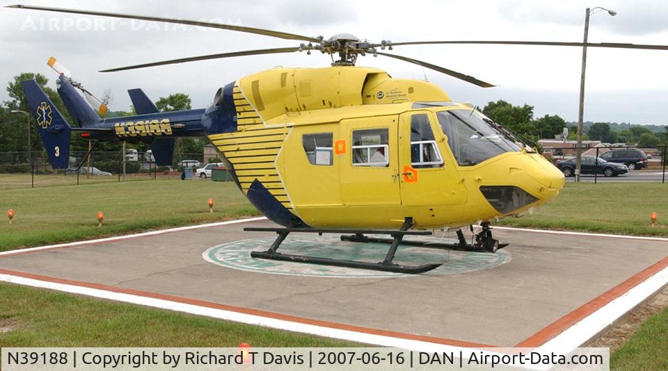 N39188, 1984 Eurocopter-Kawasaki BK-117A-3 C/N 7011, 1984 Messerschmitt BK 117 at the Danville Life Saving Crew Heliport in Danville Va.