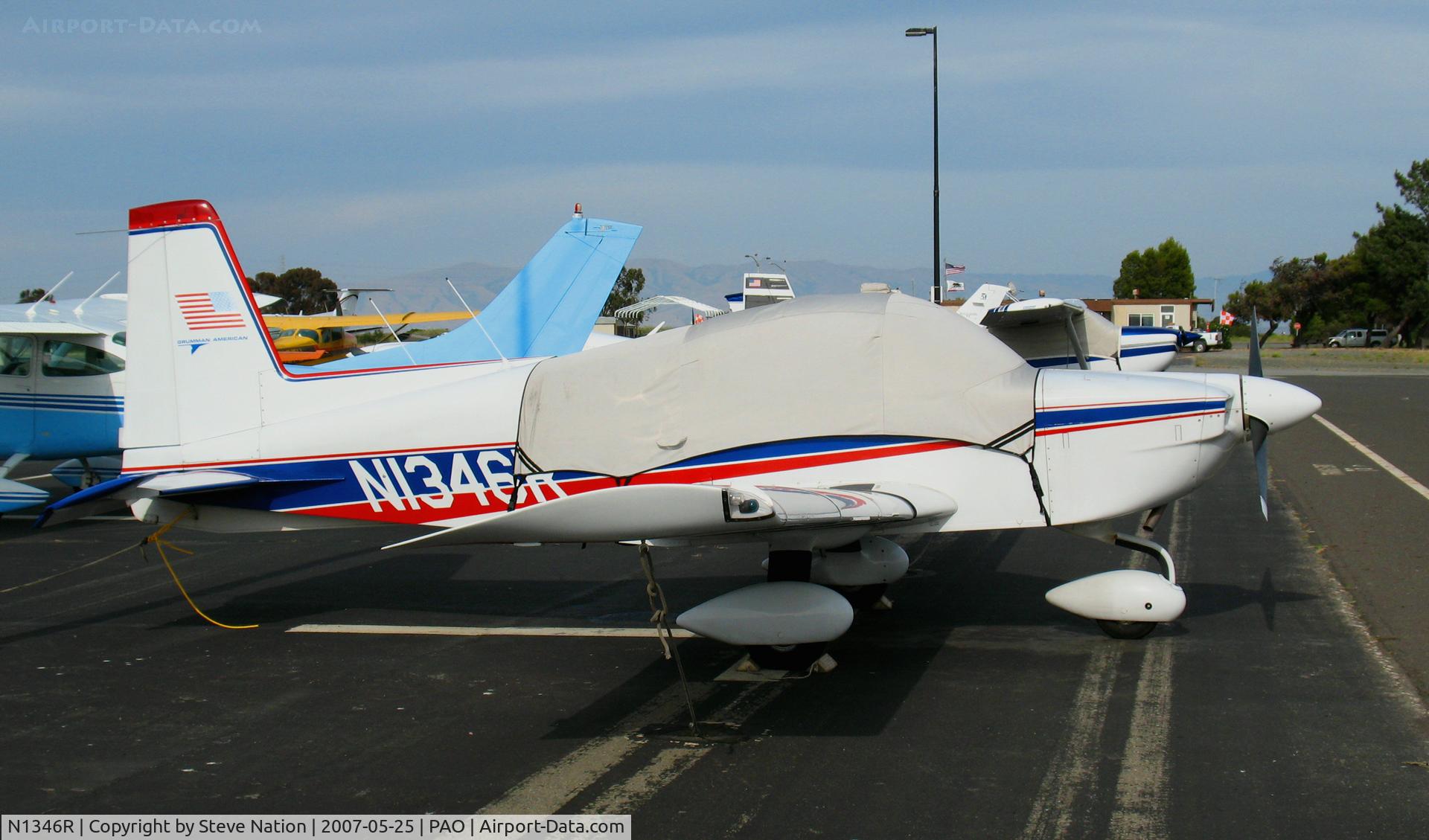 N1346R, 1975 Grumman American AA-5 Traveler C/N AA5-0746, 1975 Grumman American Avn. Corp. AA-5 with cover @ Palo Alto, CA