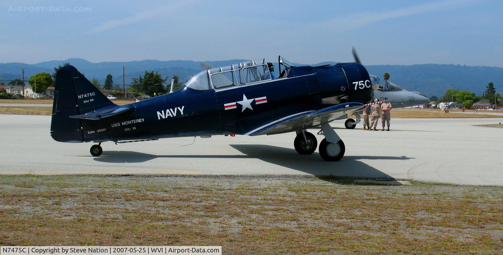 N7475C, North American AT-6F Harvard 4 C/N 44-82027, North American AT-6F taxying in @ Watsonville, CA airshow